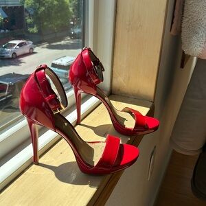 Michael Kors Sienna 4” Chili Red Patent Platform Stillettos